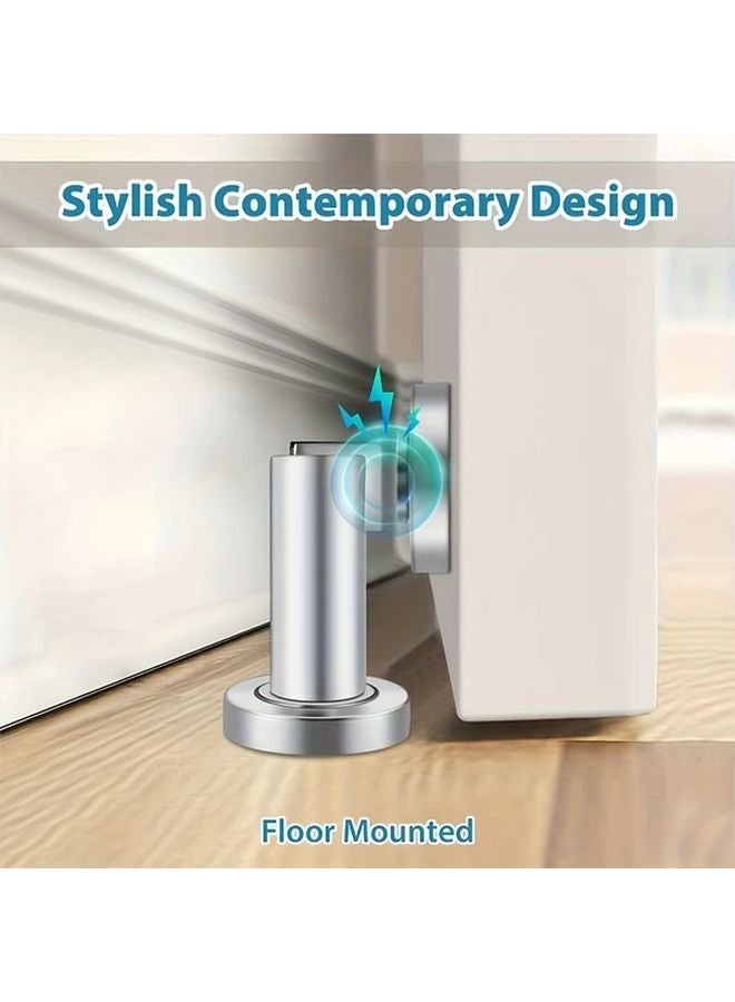 Heavy Duty Magnetic Door Lock Black 4pcs Wall Floor Mountable Doorstop Protector - Image 1